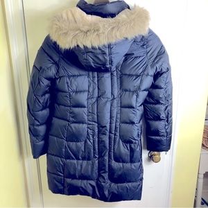 Larry Levine PufferJacket Faux Fur  Coat Blue Size: L